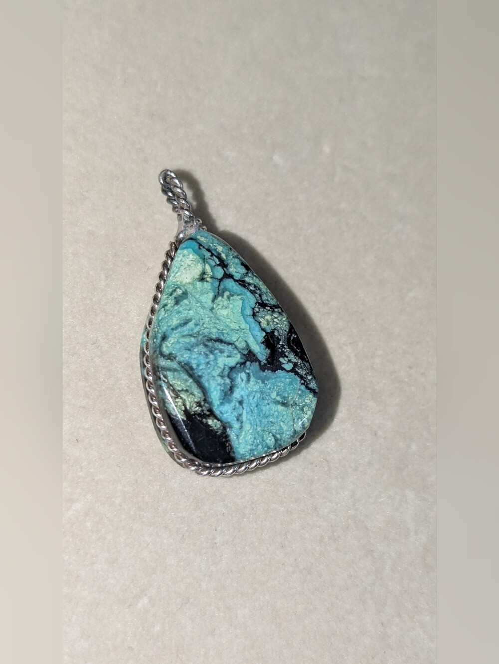 Blue And Black Artisan Silver Braided Pendant